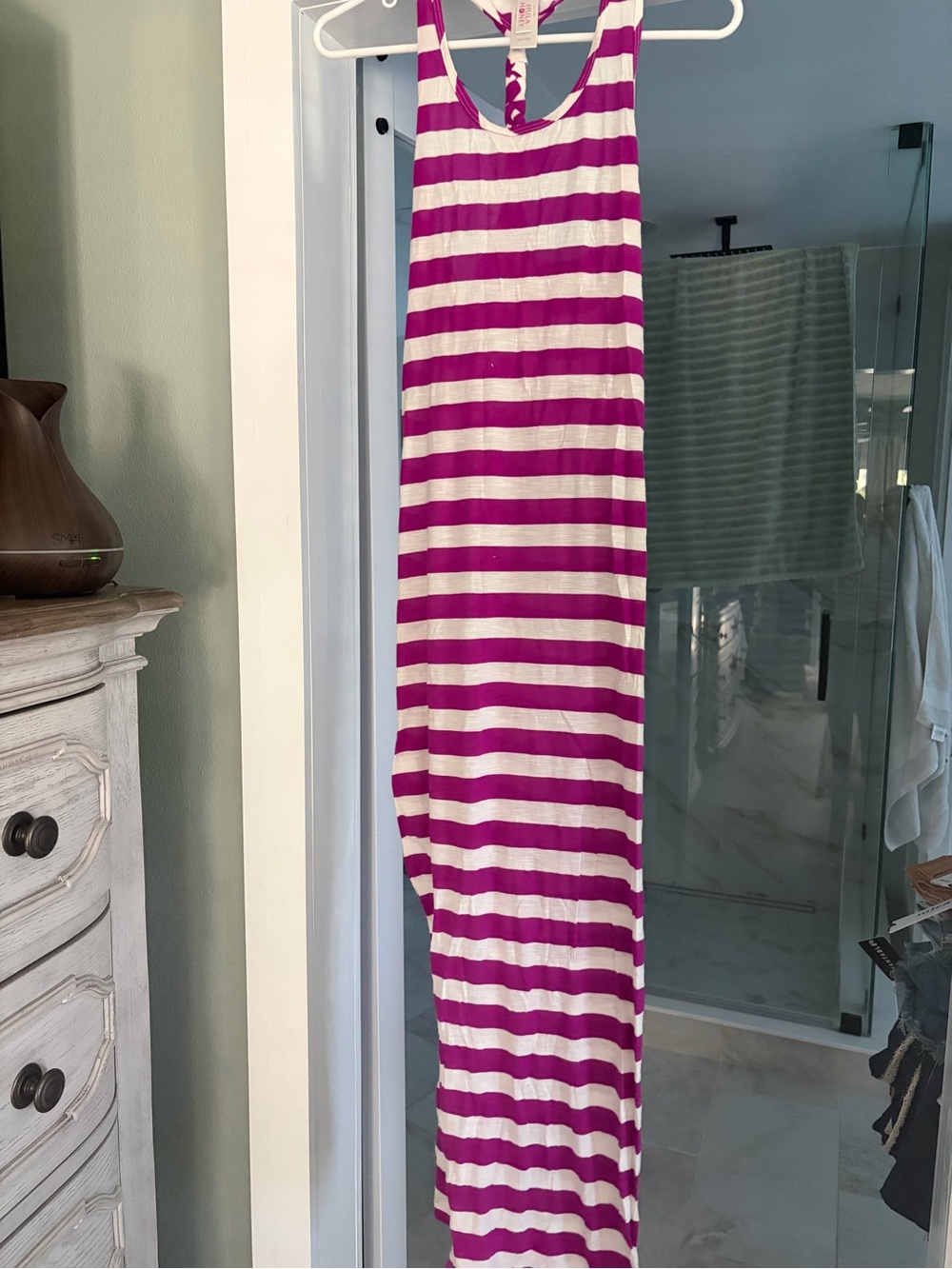 Hula Honey Pink and White Striped Tank Maxi